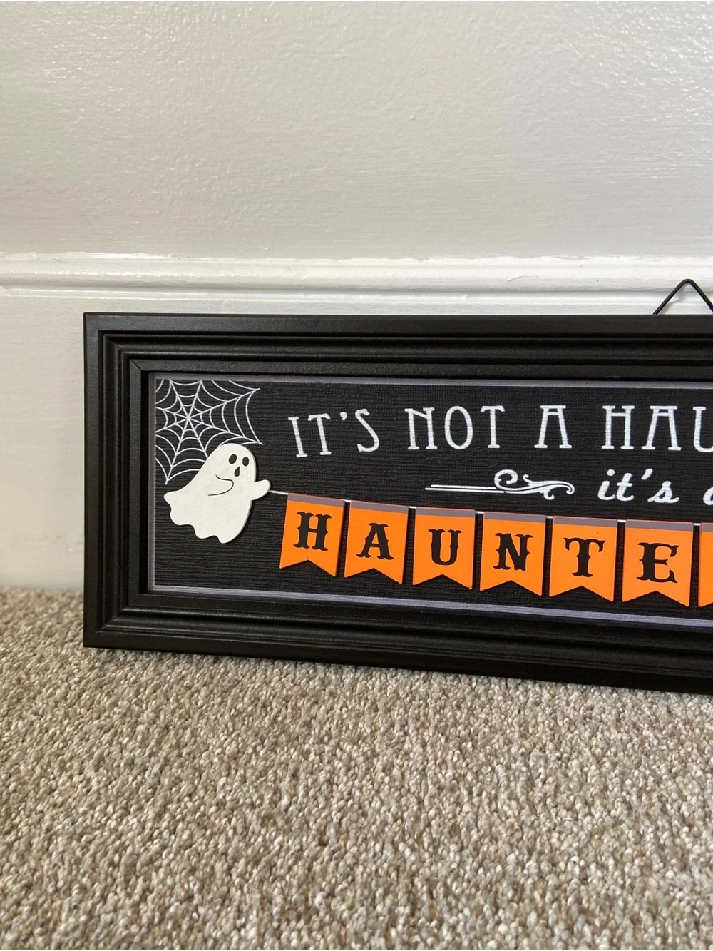 Halloween Framed Wall Sign It's a Haunted Home Michaels Spooky Decor Goth